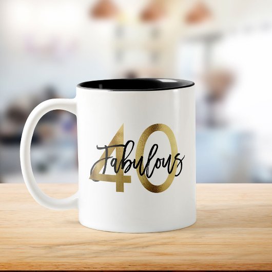 Fabulous 40. | Moderne Elegante Chic Gold Geburtst Zweifarbige Tasse
