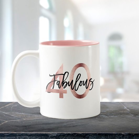 Fabulous 40. | Moderne Elegante Rose Gold Geburtst Zweifarbige Tasse