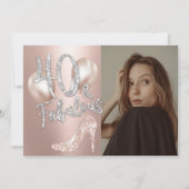 Fabulous 40 Moderne Rose Gold Foto Girl Birthday Einladung (Vorderseite)