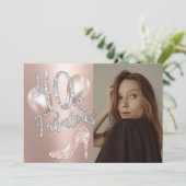 Fabulous 40 Moderne Rose Gold Foto Girl Birthday Einladung (Stehend Vorderseite)