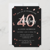 Fabulous 40 | Moderne Rose Gold Stilvoll Geburtsta Einladung (Vorderseite)