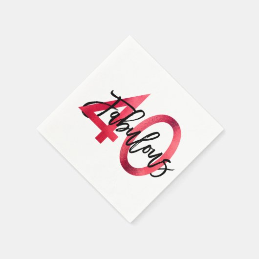 Fabulous 40. | Moderner Eleganter Chic Rot Geburts Serviette (Ecke)