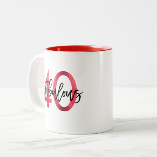 Fabulous 40. | Moderner Eleganter Chic Rot Geburts Zweifarbige Tasse (Vorderseite Links)