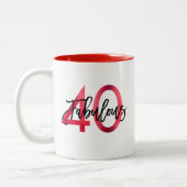 Fabulous 40. | Moderner Eleganter Chic Rot Geburts Zweifarbige Tasse (Links)