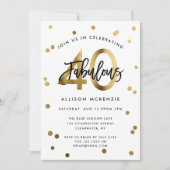 Fabulous 40 | Modernes, elegantes Gold zum Geburts Einladung (Vorderseite)