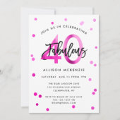 Fabulous 40 | Modernes, elegantes Rosa Gebürstete Einladung (Vorderseite)