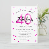 Fabulous 40 | Modernes, elegantes Rosa Gebürstete Einladung (Stehend Vorderseite)