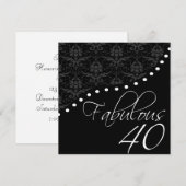 Fabulous 40 Personalisiert Black Birthday Party Einladung (Vorne/Hinten)