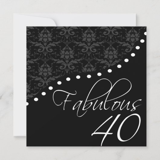 Fabulous 40 Personalisiert Black Birthday Party Einladung (Vorderseite)