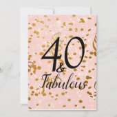 Fabulous 40 Pink Stars Gold Confetti Geburtstag Einladung (Vorderseite)