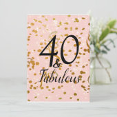 Fabulous 40 Pink Stars Gold Confetti Geburtstag Einladung (Stehend Vorderseite)