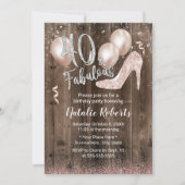 Fabulous 40 Rose Gold High Heel Barn Holz Geburtst Einladung (Vorderseite)