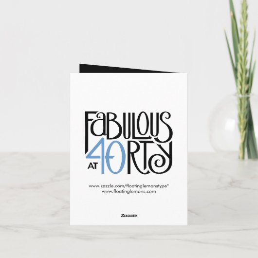 Fabulous 40 schwarz blau Danke Note Card (Rückseite)