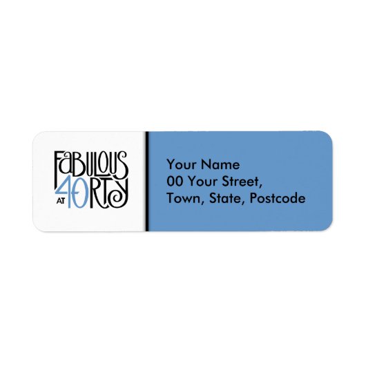 Fabulous 40 schwarz-blau Rücksendeadresse Label (Vorne)