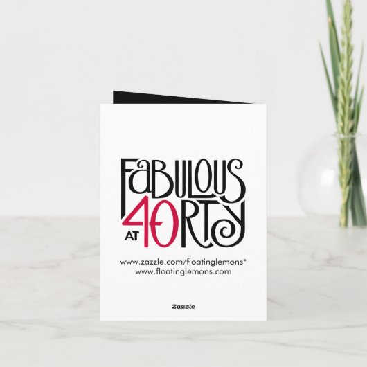 Fabulous 40 schwarz rot Danke Note Card (Rückseite)