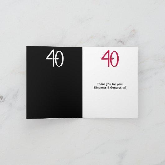 Fabulous 40 schwarz rot Danke Note Card (Innenseite)
