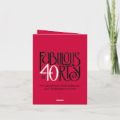 Fabulous 40 Schwarz-weiß rot Danke Note Card (Rückseite)