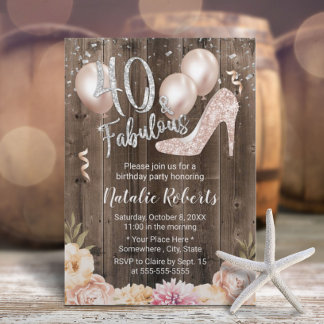 Fabulous 40 Vintag Floral Moderne 40. Geburtstag Einladung