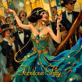 Fabulous 50 1920 Art Deko flapper Green Jewel Einladung