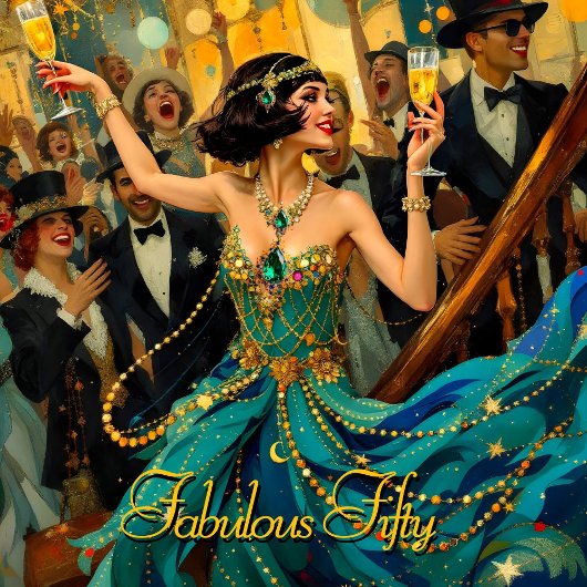 Fabulous 50 1920 Art Deko flapper Green Jewel Einladung