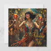 Fabulous 50 1920’ Art Deko Woman Flapper Einladung (Vorderseite)