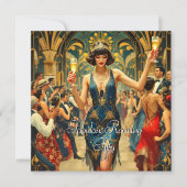 Fabulous 50. 1920er Art Deko Woman Blue Einladung (Vorderseite)