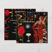 Fabulous 50 50 Diva Geburtstag schwarze rote Licht Einladung (Vorne/Hinten)