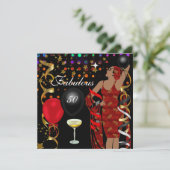 Fabulous 50 50 Diva Geburtstag schwarze rote Licht Einladung (Stehend Vorderseite)