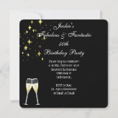 Fabulous 50. Aquamarin Blue Glitzer High Heel Gebu Einladung (Rückseite)