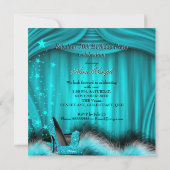 Fabulous 50 Aquamarin Blue High Heels Feathers Bir Einladung (Rückseite)