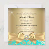 Fabulous 50. Aquamarines Gold Leaf & Bow 50. Gebur Einladung (Rückseite)