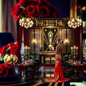 Fabulous 50. Art Deko Woman Afroamerikanerin Rot Einladung