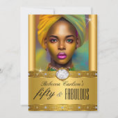 Fabulous 50 Birthday Foto Gold Diamonds Einladung (Vorderseite)