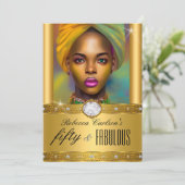 Fabulous 50 Birthday Foto Gold Diamonds Einladung (Stehend Vorderseite)
