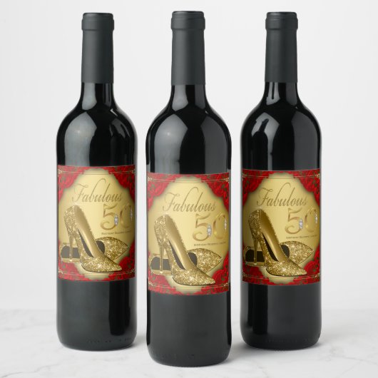 Fabulous 50 Birthday Wine Labels Weinetikett (Flaschen)