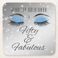 Fabulous 50 Black Blue Glam Eyes Paper Untersetzer