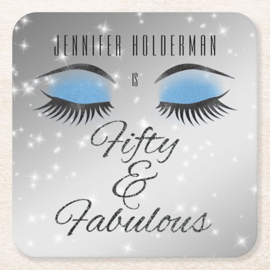 Fabulous 50 Black Blue Glam Eyes Paper Untersetzer (Vorderseite)