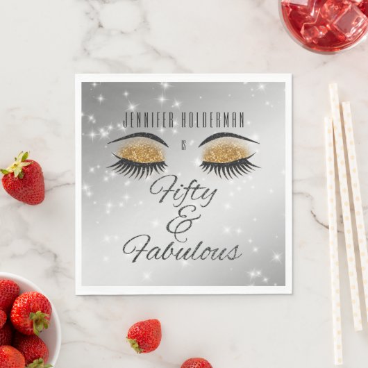 Fabulous 50 Black Gold Glam Eyes Papier Napkins Serviette (Beispiel)