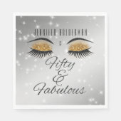 Fabulous 50 Black Gold Glam Eyes Papier Napkins Serviette (Vorderseite)