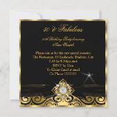 Fabulous 50 Black Gold Imitate Diamond Foto Party Einladung (Rückseite)