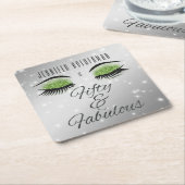 Fabulous 50 Black Green Glam Eyes Paper Untersetze Rechteckiger Pappuntersetzer (angewinkelt)