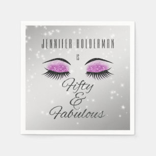 Fabulous 50 Black Hot Pink Glam Eyes Napkins Serviette