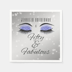 Fabulous 50 Black Periwinkle Glam Eyes Napkins Serviette