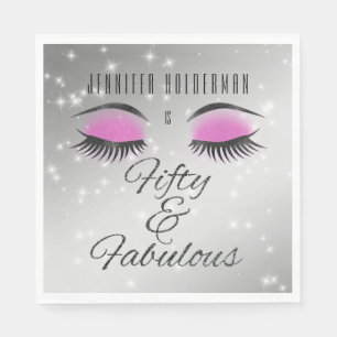 Fabulous 50 Black Pink Glam Eyes Papier Napkins Serviette