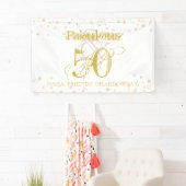 Fabulous & 50 Elegant Birthday Gold Pink Confetti Banner (Insitu)