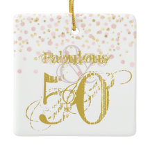Fabulous & 50 Elegant Birthday Gold Pink Confetti
