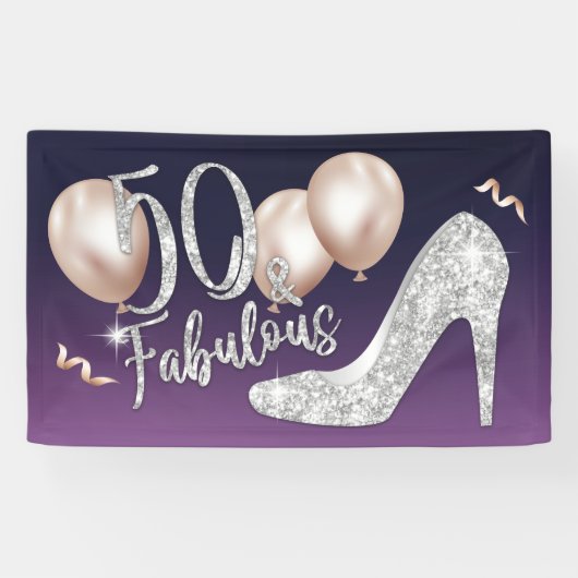 Fabulous 50 Elegant Lila Girl 50. Geburtstag Banner (Horizontal)