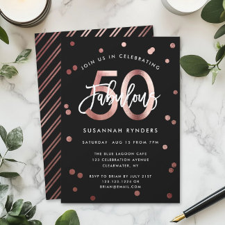 Fabulous 50 | Elegante Rose Gold Geburtstagsparty Einladung