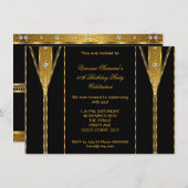 Fabulous 50 elegante Zipper Diamond Gem Gold Black Einladung (Vorne/Hinten)