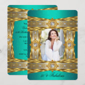 Fabulous 50 elegantes Diamond Gem Gold Jade Foto Einladung (Vorne/Hinten)